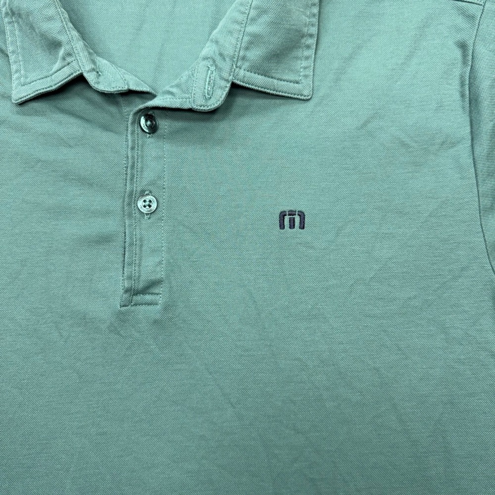 TravisMathew Mens Medium Green Short Sleeve Performance Golf Polo Shirt - Picture 2 of 8